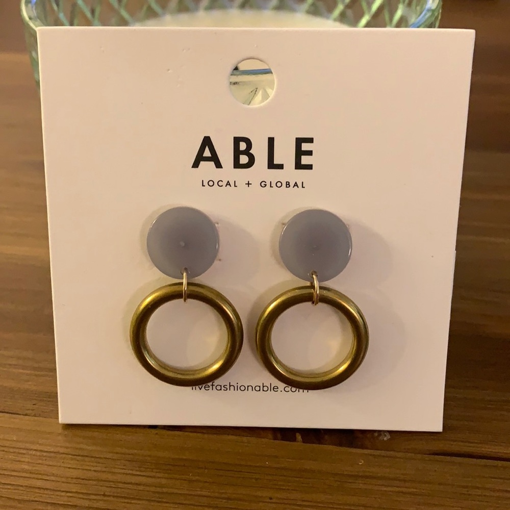 ABLE Small Marina Earring: Slate Blue, NWT